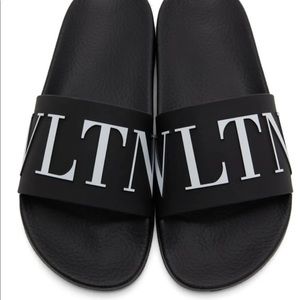Valentino Garavani Black White VLTN Logo Sandals Slides Flip Flops Size 38